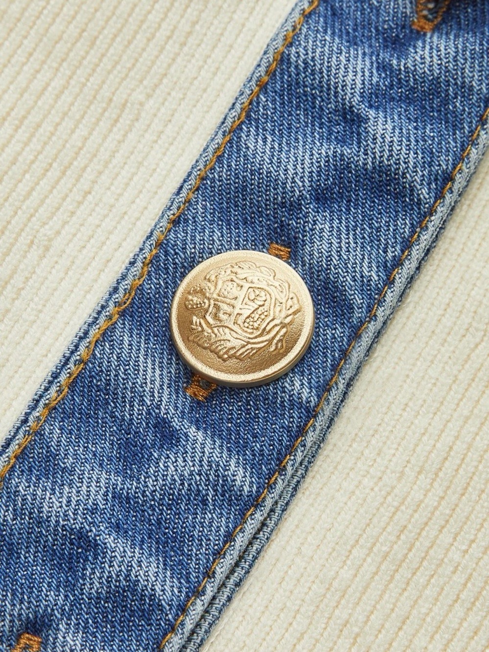 Commense Cream Knit Vest with Blue Denim Trim - Picture 5 of 14